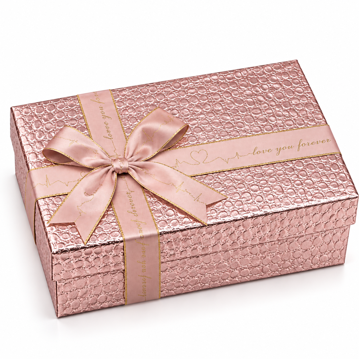 Rectangle Textured Pink with Cross Bow Gift Box — photo 2
