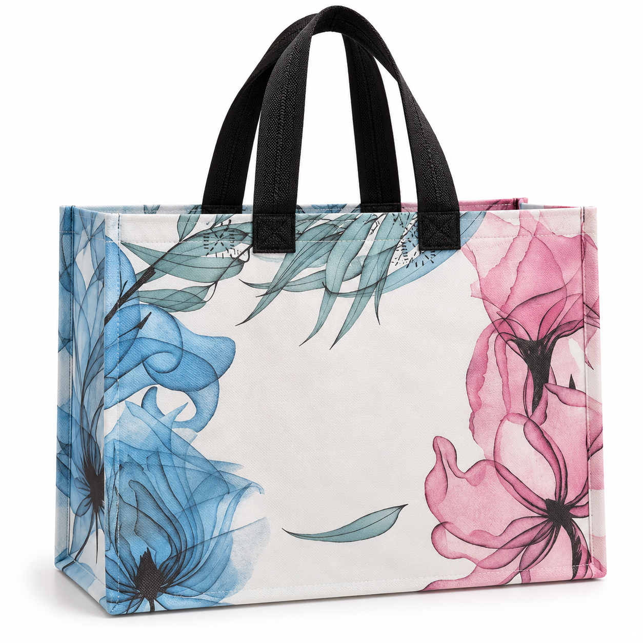 Fancy Bag - White Blue Floral Pattern