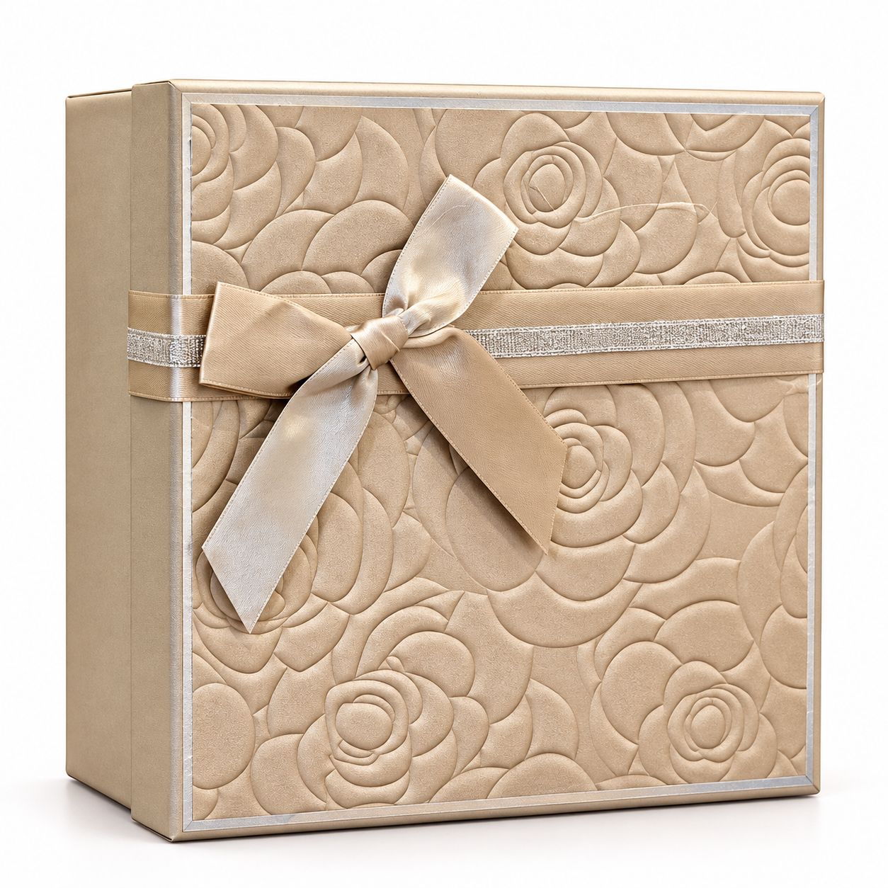 Square Floral Gold with Cross Bow Gift Box — photo 2