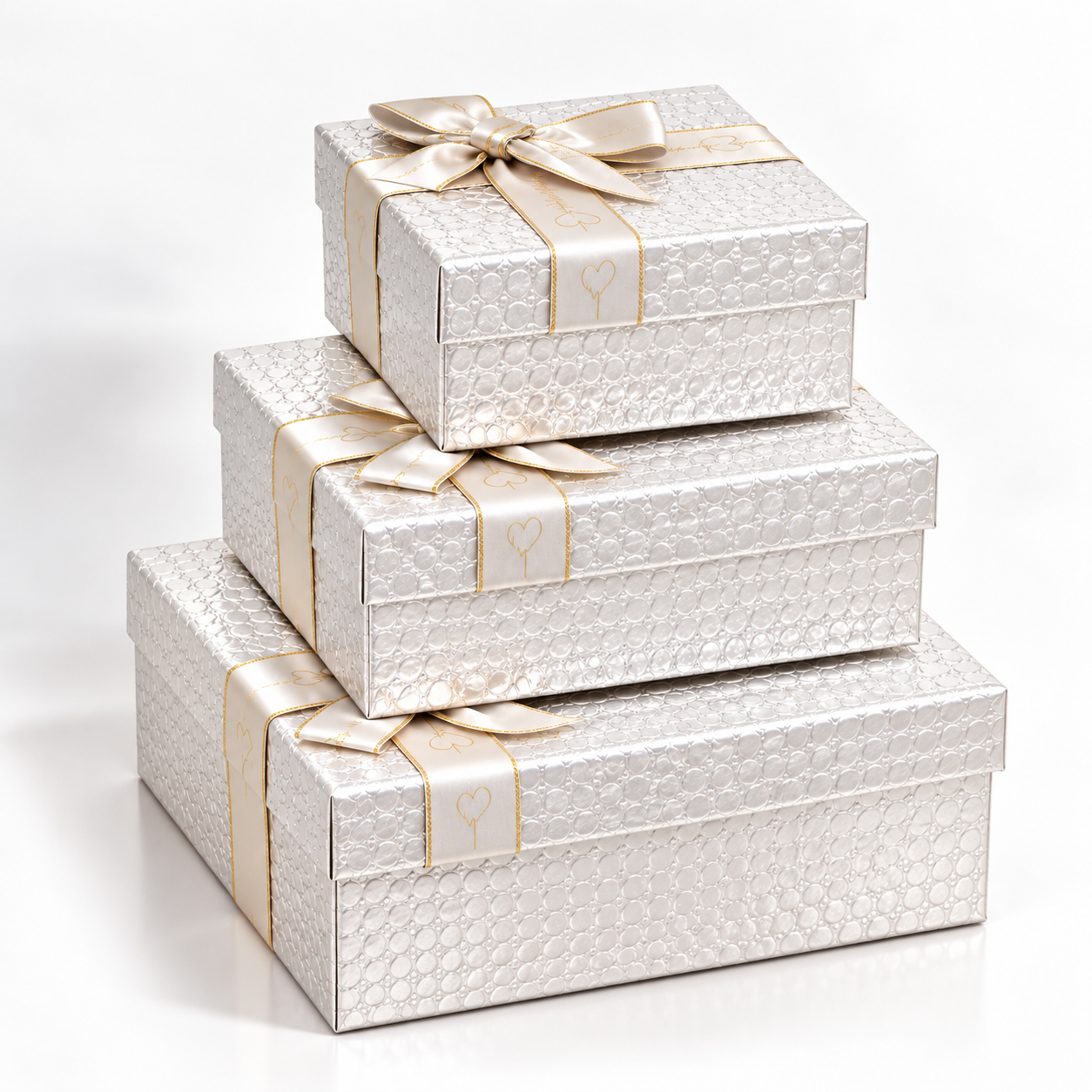 Square Textured White with Cross Bow Gift Box
