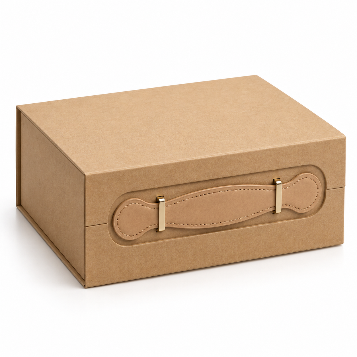 Leather Handle Collapsible Kraft Paper Box — photo 3