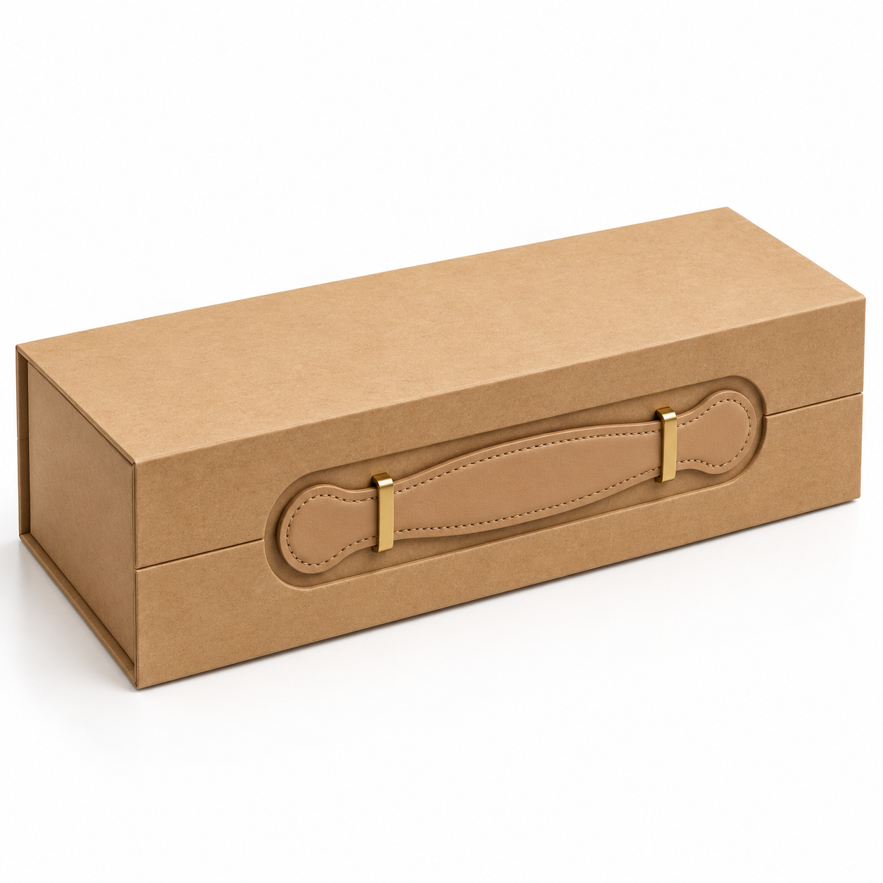 Leather Handle Collapsible Kraft Paper Box — photo 2