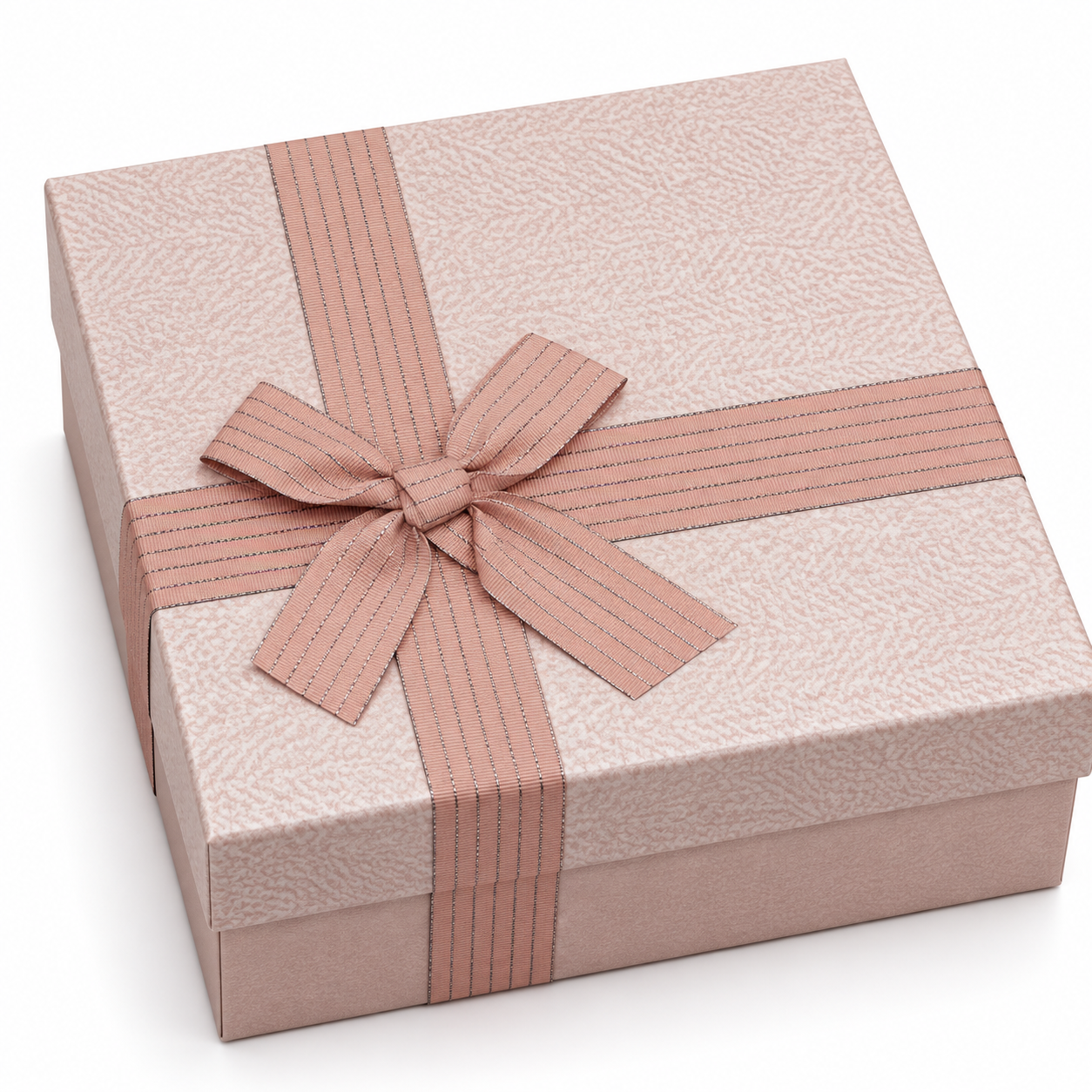 Square Fabric Pink with Cross Bow Gift Box
